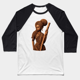 Afrocentric Woman Wooden Carving Baseball T-Shirt